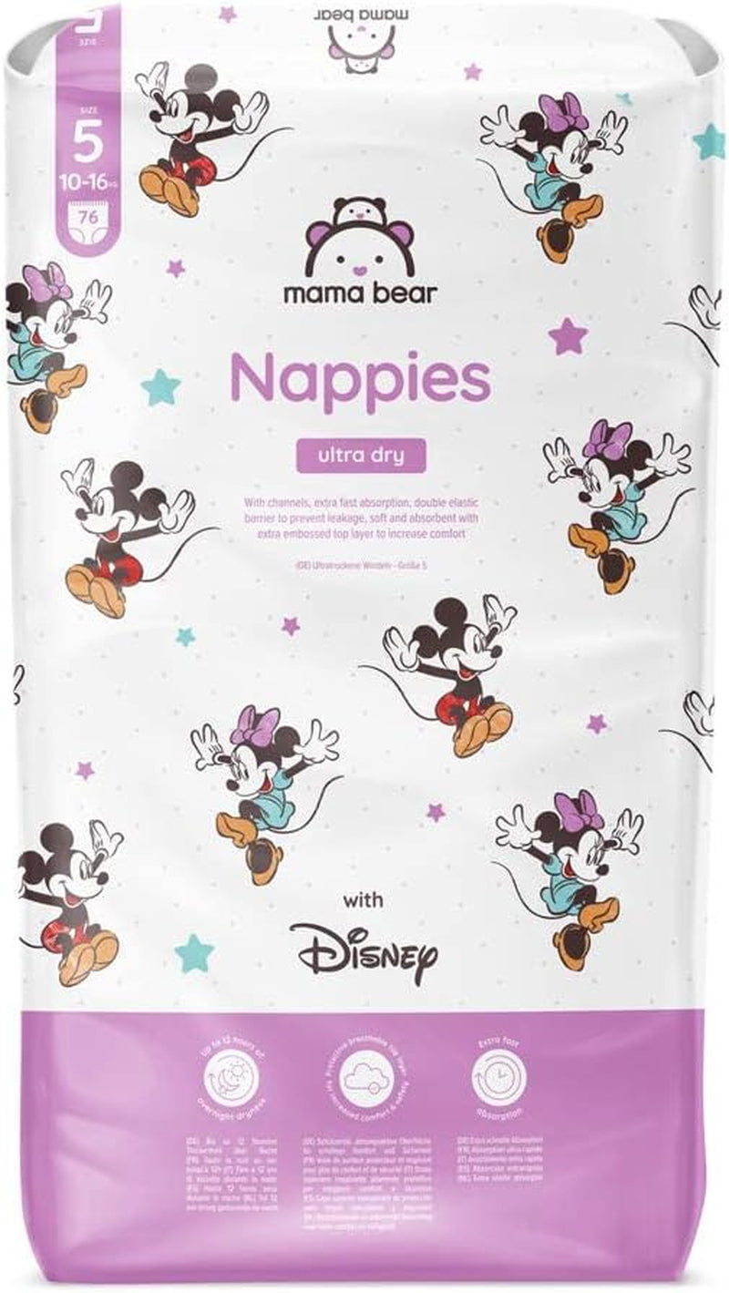 Marque Amazon : Mama Bear Disney Couches Ultra Dry, taille 3 (4-9 kg) – Boîte mensuelle, blanche, 172 unités (2 paquets de 86)