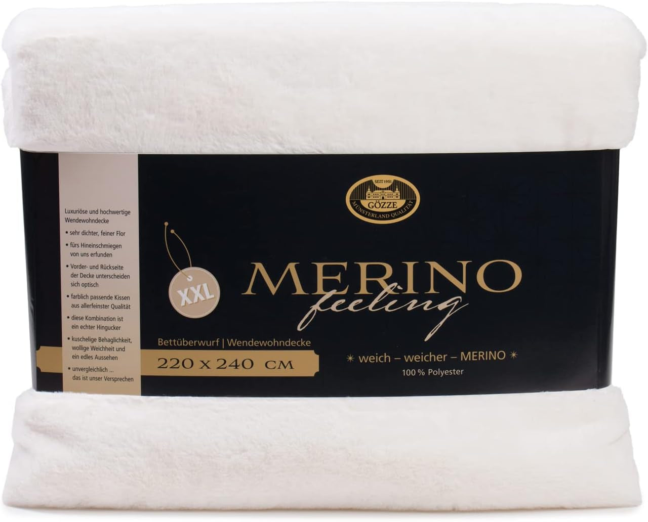 Gözze - Couverture Confortable, Réversible, Haute Densité 600 G/M², 150 X 200 Cm - Lits et Couvertures Vert Foncé Besuche den Gözze-Store Laine Blanche 220 X 240 Cm