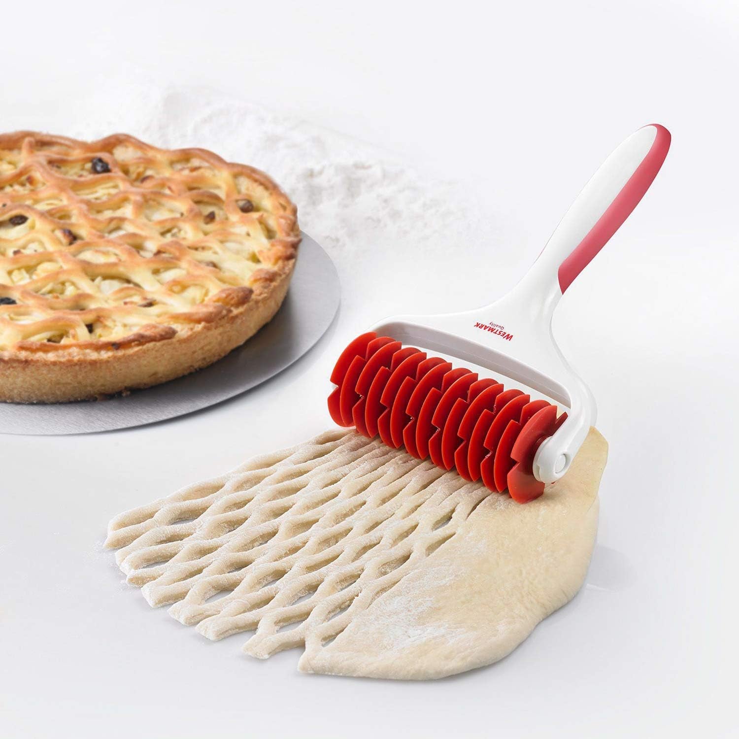 Rouleau Westmark avec filet, longueur : 19,5 cm, plastique, blanc/rouge, 32182270