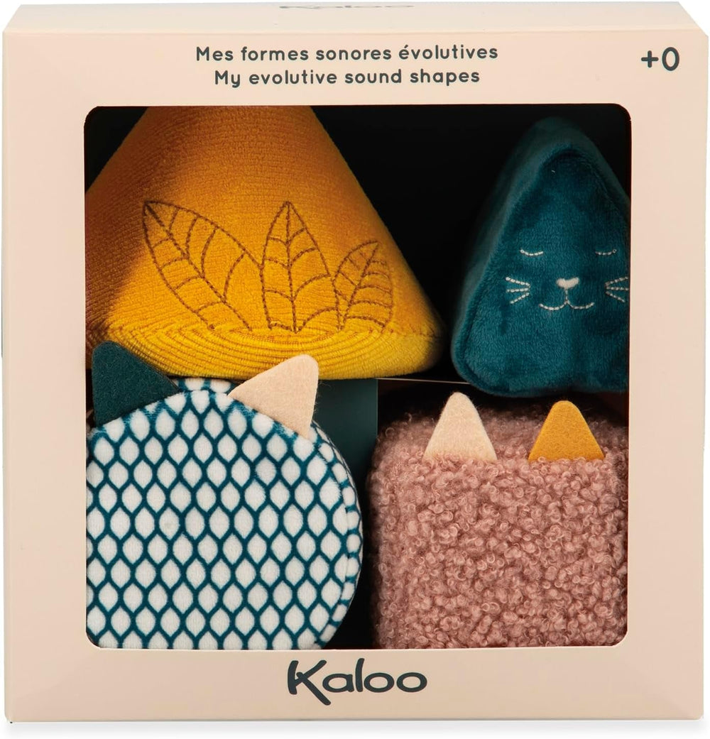KALOO - Stimuli - 4 formes évolutives avec sons - Produits pour enfants - Jeu d'empilage - Compétences d'audition et de préhension - Dès la naissance, K227002 Jouets bébé Naty Shop