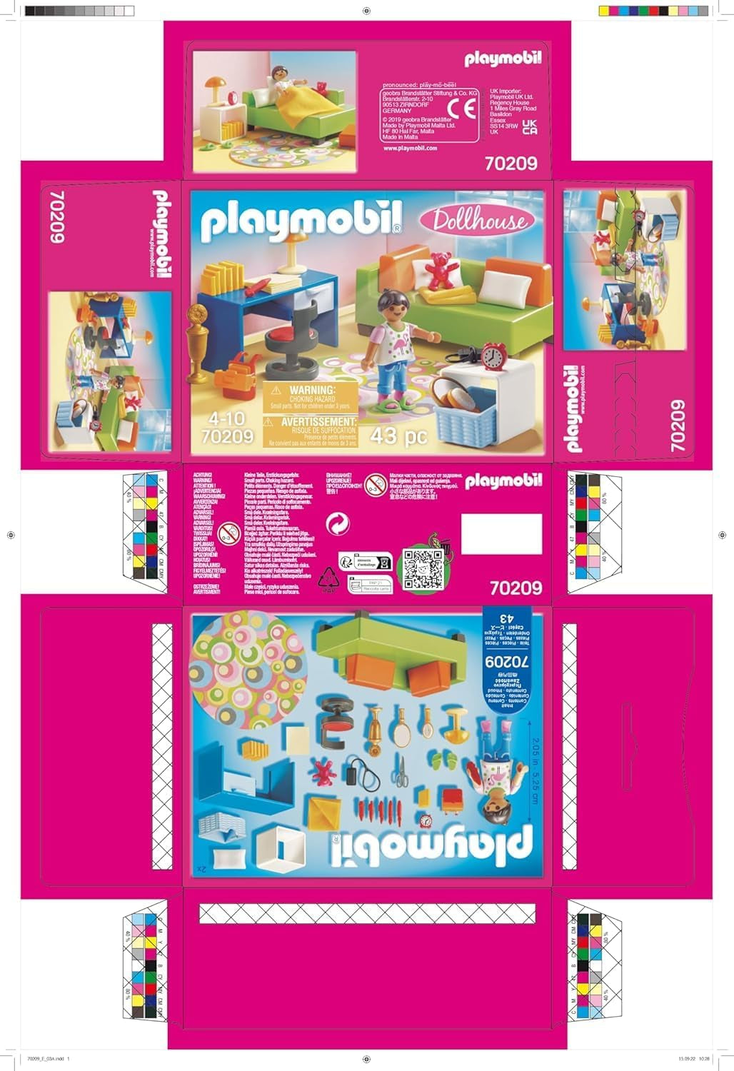 PLAYMOBIL Dollhouse 70209 Chambre de jeunesse avec figurine de fille et accessoires, à partir de 4 ans