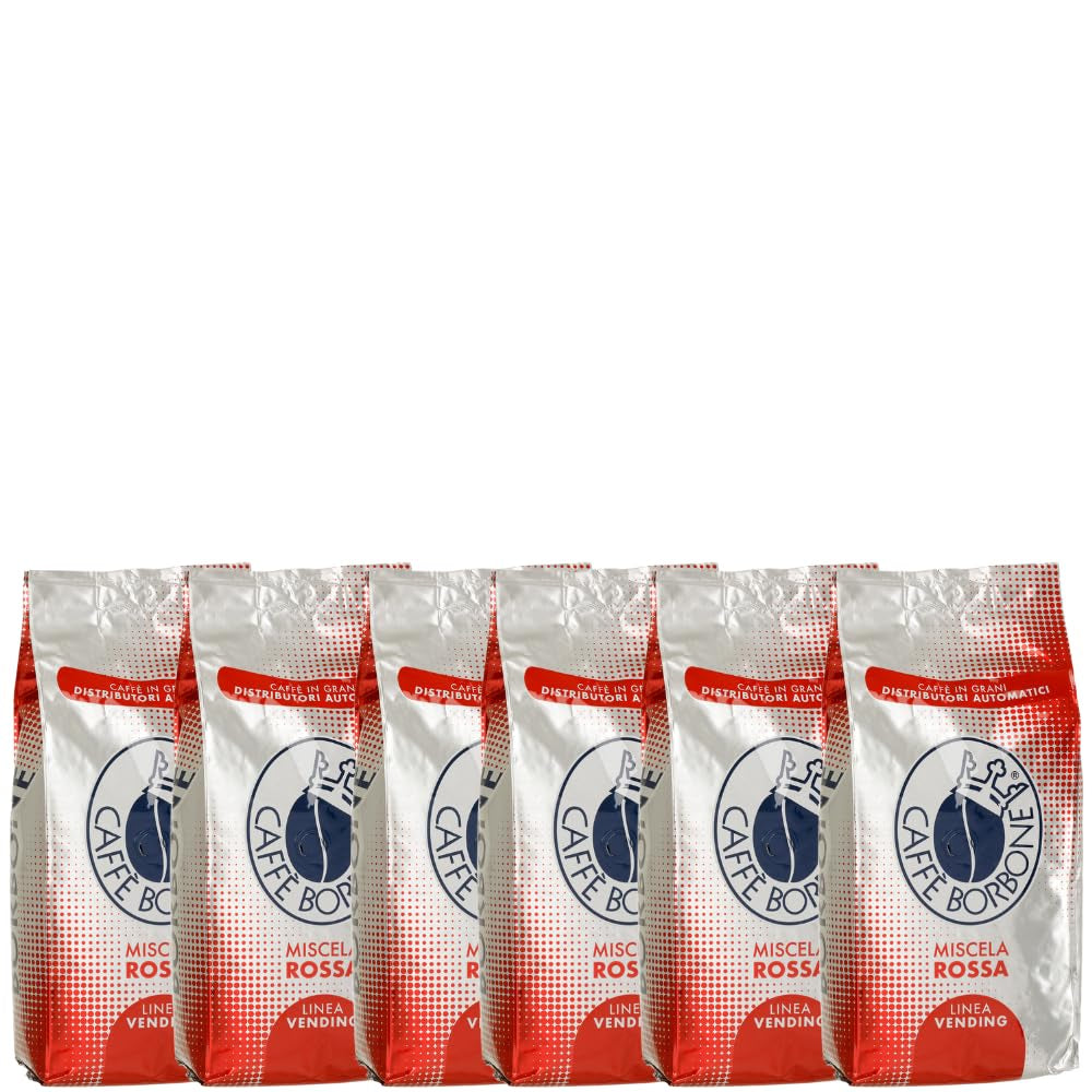 Caffé Borbone Miscela Rossa 6x 1000g en Italien | Café Borbone | Ganze Bohnen | 100% robuste | + Jassas Geback