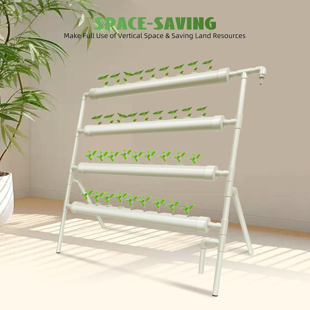 Système hydroponique, kit de culture hydroponique en tour, support de jardinière à 4 niveaux avec 36 trous de plantation, systèmes de culture de plantes sans sol pour jardin, bureau et autres espaces intérieurs et extérieurs