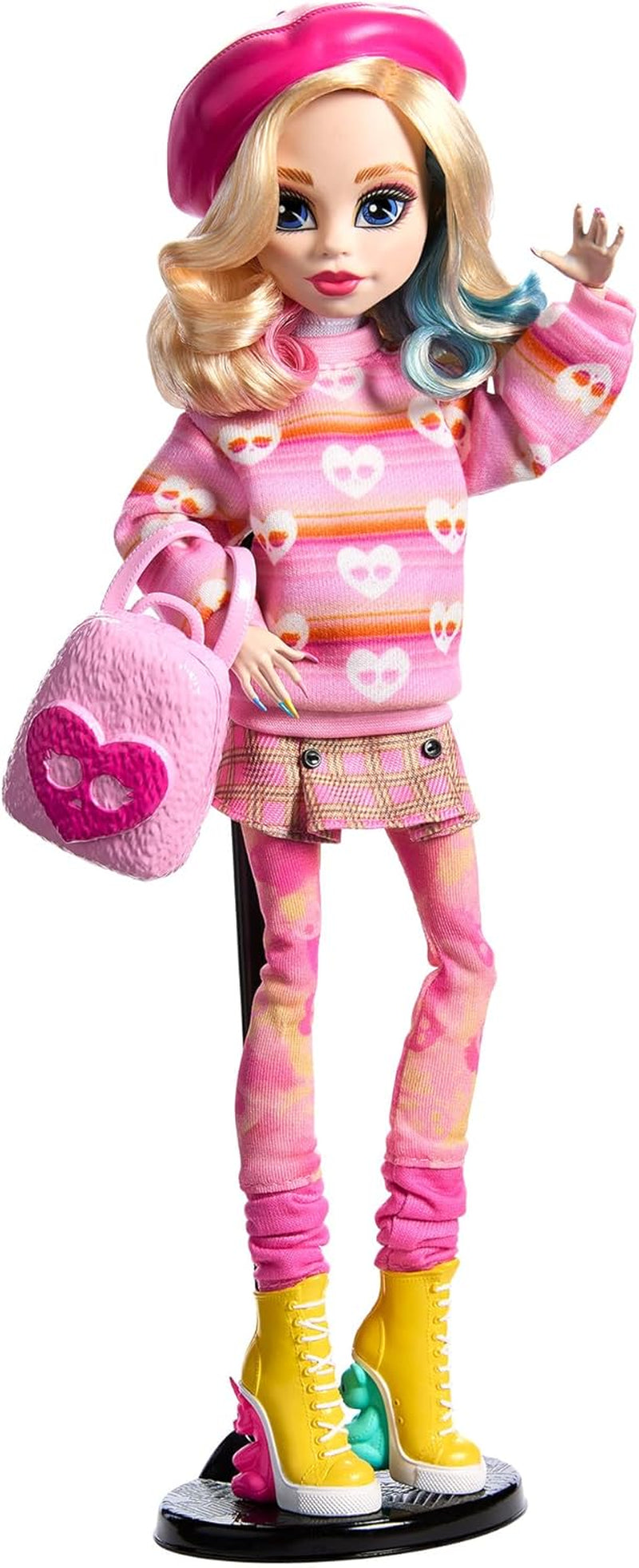 Poupée Monster High Wednesday et accessoires, figurine de collection Enid Sinclair en rose avec béret et sac à dos, support de poupée, HXJ05 Naty Shop Dolls