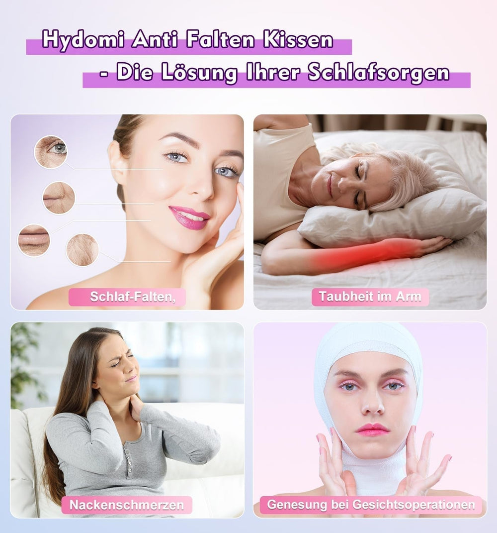 Oreiller anti-rides Hydomi Oreiller de beauté anti-âge 2 en 1 Oreiller orthopédique de soutien du cou Douleurs au cou et aux épaules Oreiller en mousse à mémoire de forme pour garder la tête droite Oreillers orthopédiques cervicaux Naty Shop