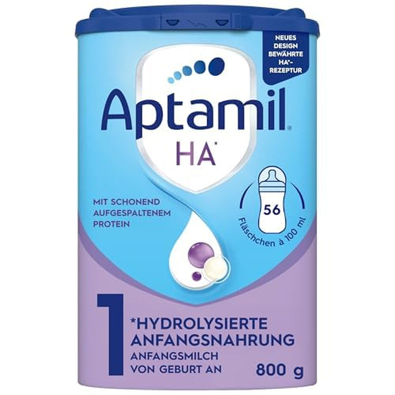 Aptamil HA 1 - Préparation pour nourrissons dès la naissance, avec DHA, sans lactose, sans huile de palme, nourriture pour bébé, lait en poudre, 1 x 800 g