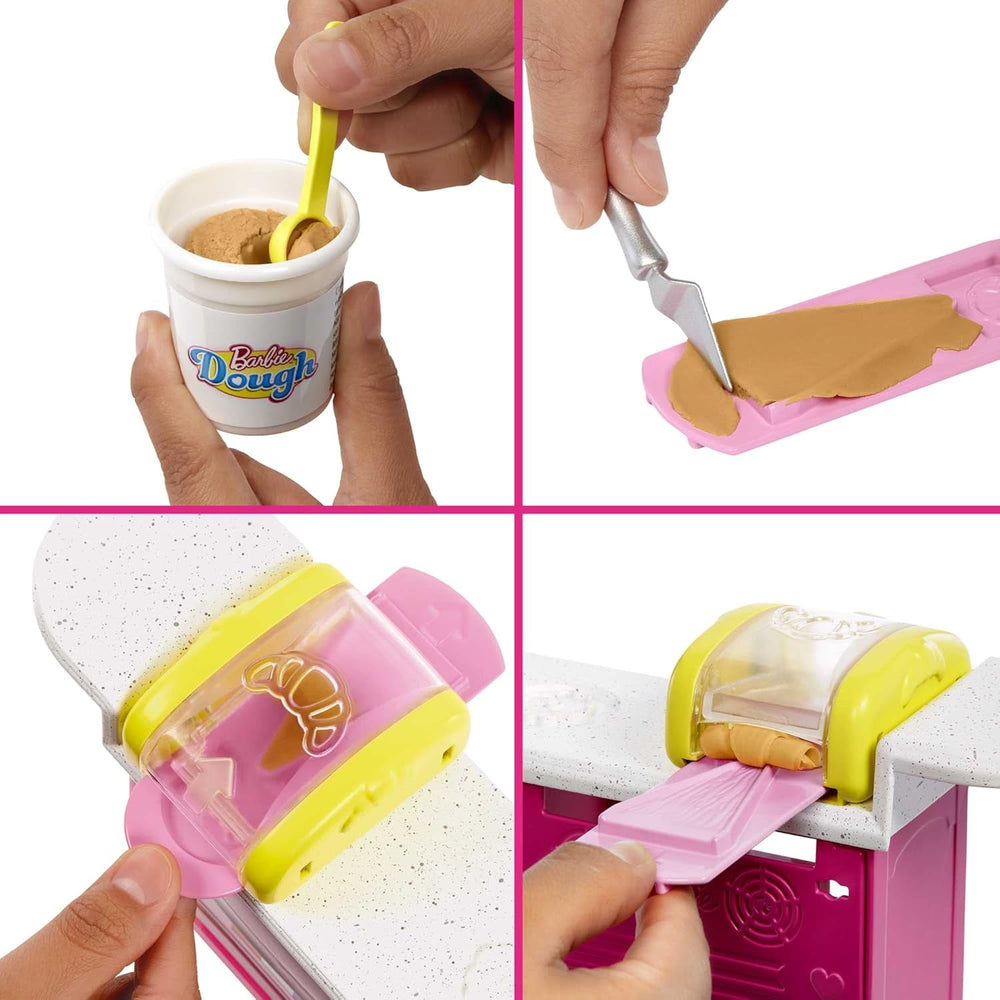 Barbie Malibu Roberts - Puppe und Spielset mit 18 Teilen zum Backen, inklusive formbarem Teig und Förmchen für Donuts, Croissants und Cupcakes, für Kinder ab 3 Jahren, HJY19