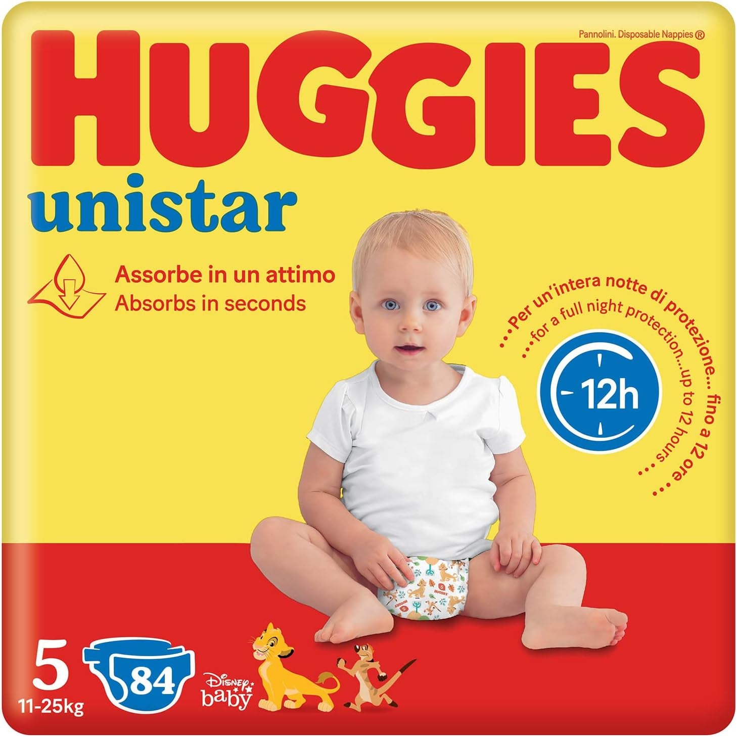 Couches Huggies Unistar, taille 4 (7-14 kg), paquet de 128 couches (de base)