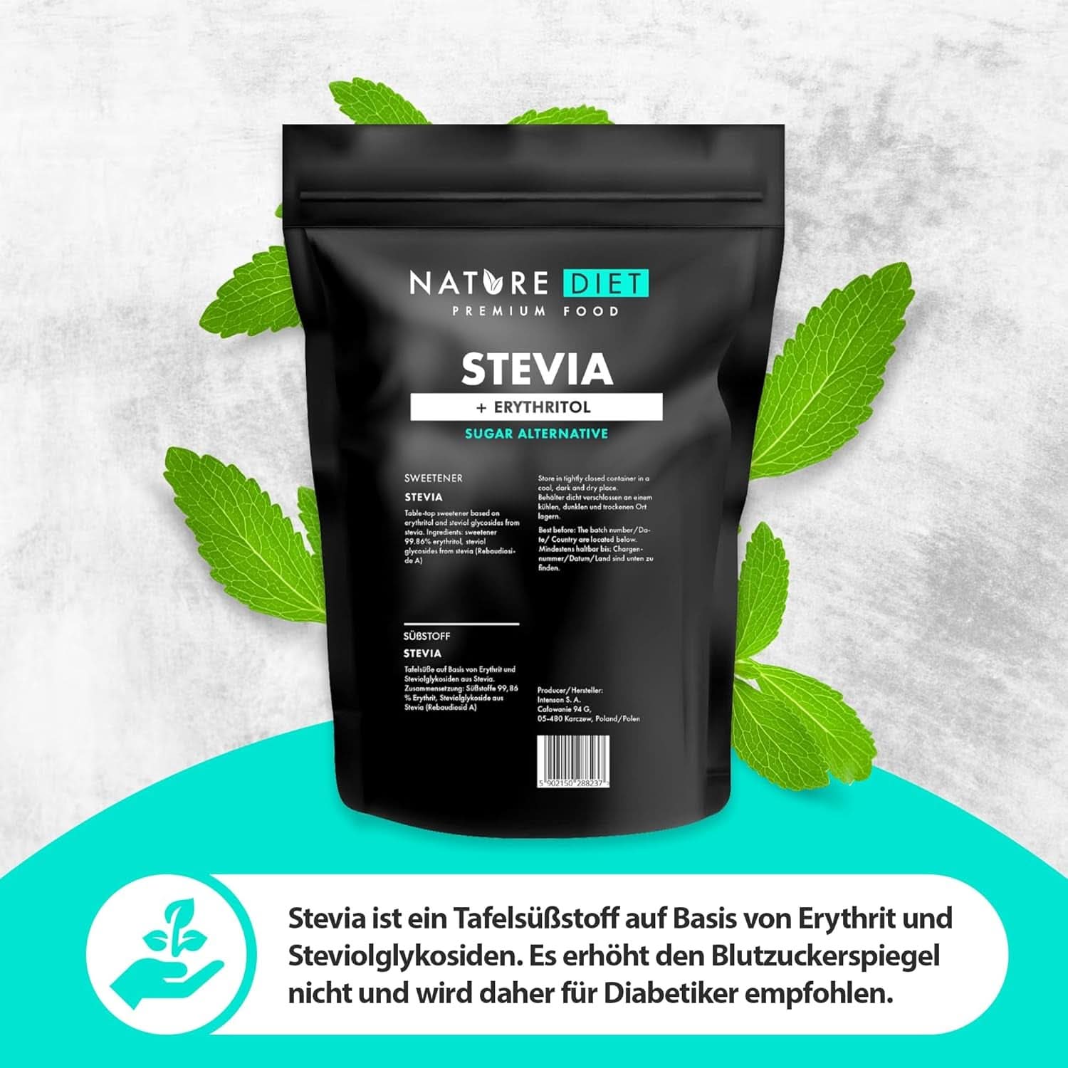 Nature Diet - Édulcorant Stevia, 1 Kg Édulcorants Naty Shop
