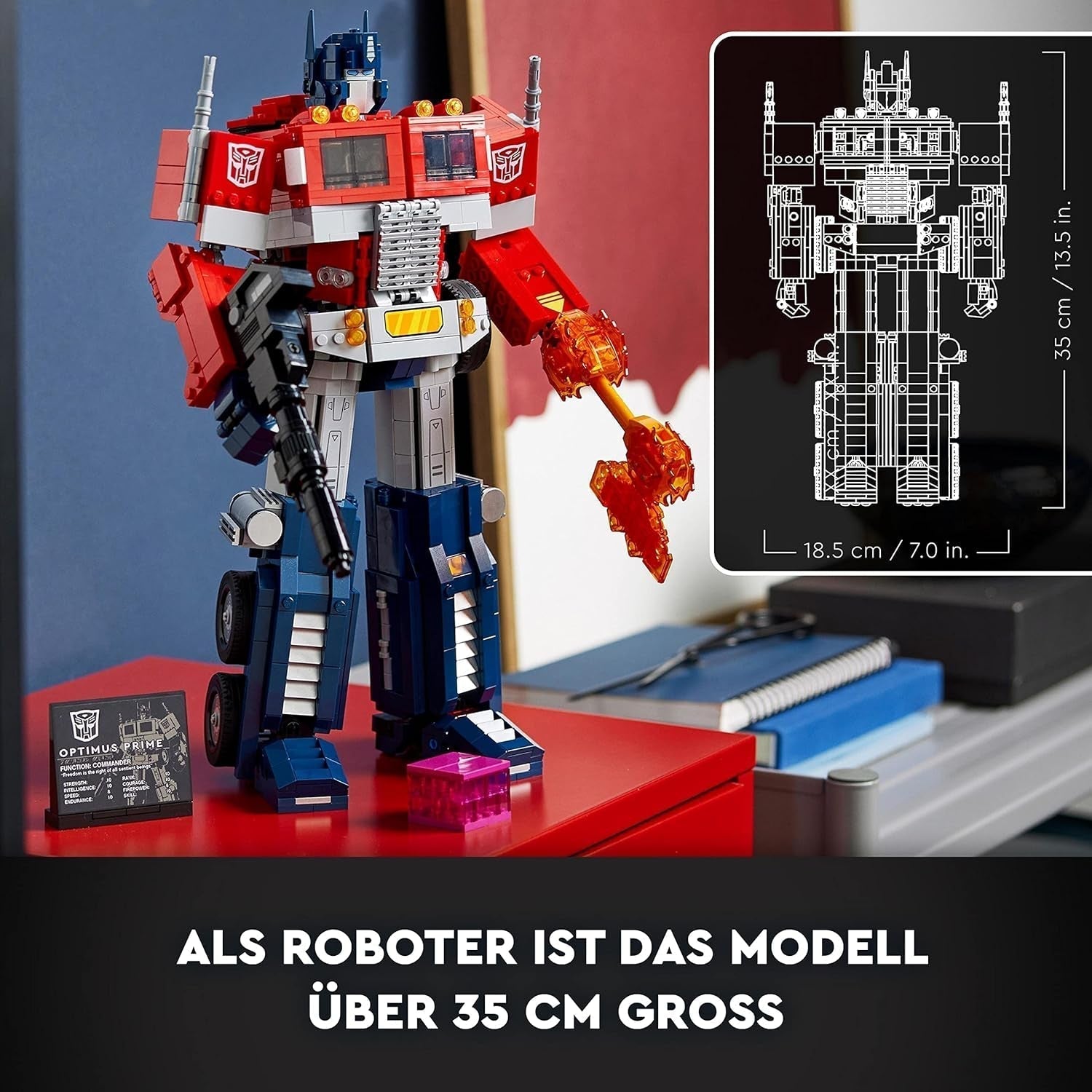 LEGO 10302 Icons Optimus Prime Set, figurine robot 2 en 1 et camion modèle, kit de modèle de jouet Transformers pour adultes, cadeau d'anniversaire ou de Noël pour hommes, femmes, elle et lui Ensembles de construction Besuche den LEGO-Store