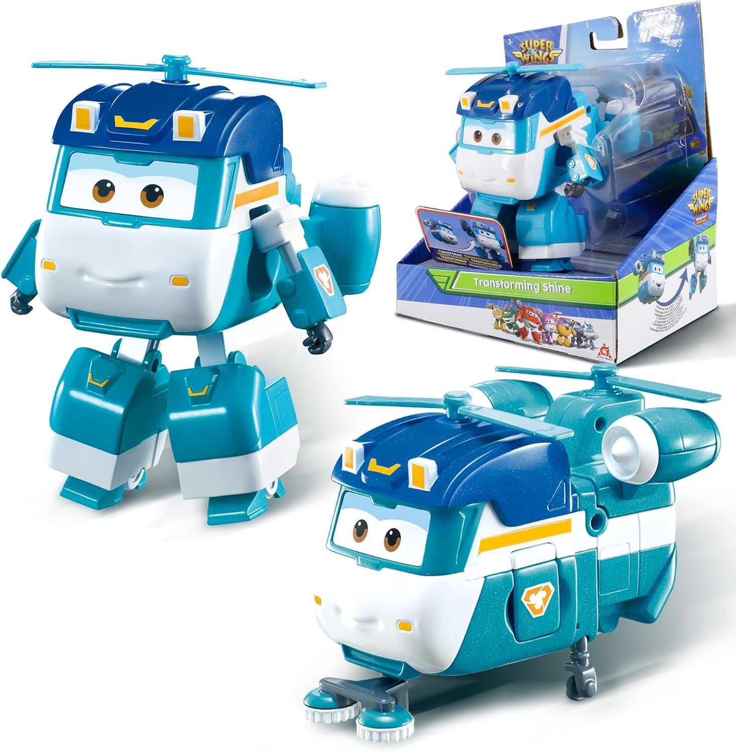 Super Wings 5" Transforming Characters 2-Pack Transforming Supercharged Jett + Tino Transformer Toy pour garçons et filles à partir de 3 ans Figurines d'action rouges Naty Shop Glitter