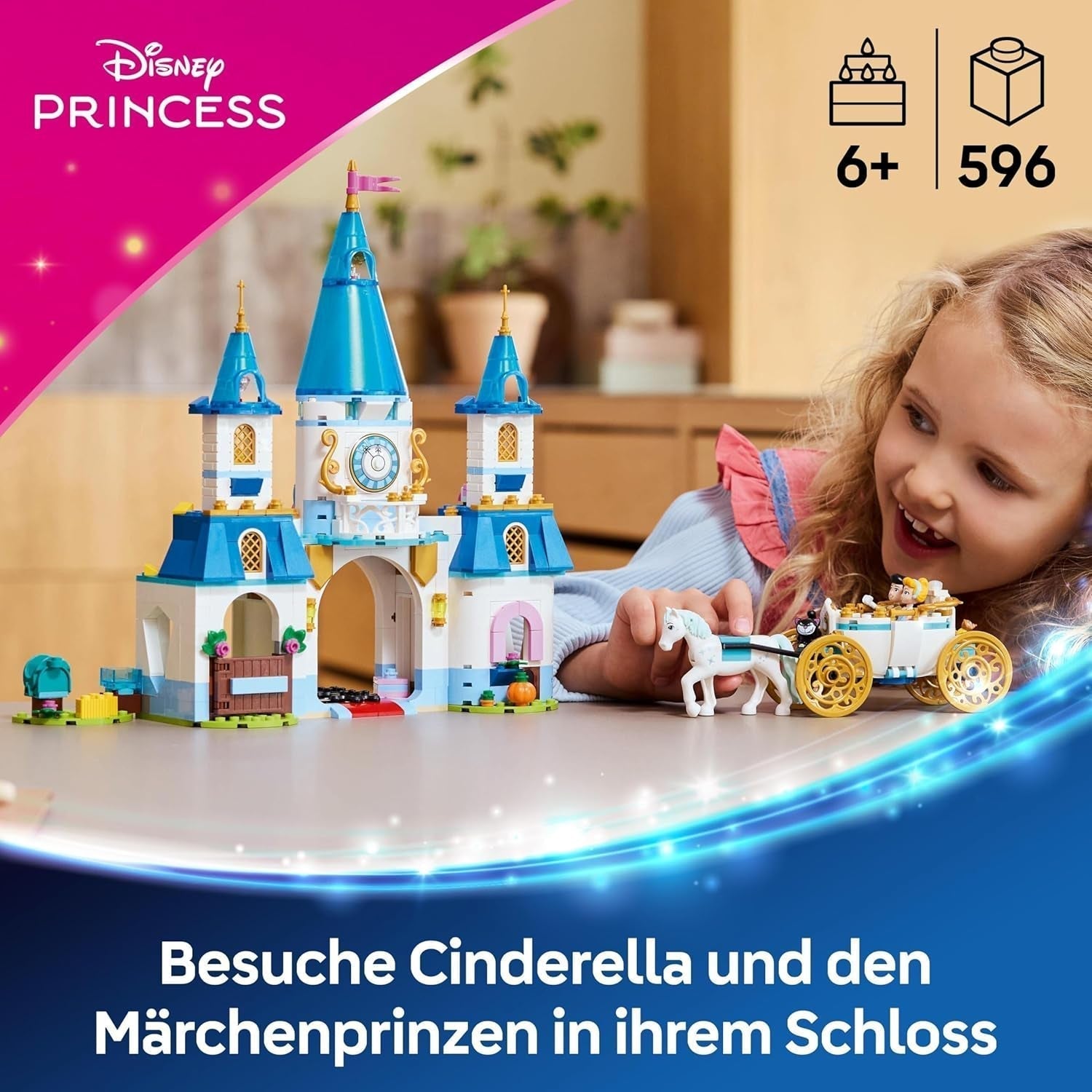 LEGO Ç€ Disney Princess Castle Cendrillon et calèche, ensemble pour filles à partir de 6 ans, jouet fantastique avec mini poupées princesse Cendrillon et prince charmant, idée cadeau pour les fans de Disney 43275 Jeux de construction Beuche den LEGO-Store