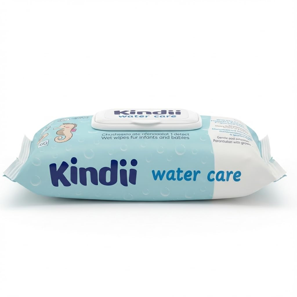 Lingettes humides Kindii Water Care - Lingettes Aqua Baby - 100 % viscose, 99,9 % eau, extrait de pamplemousse, taille écharpe 150 x 200, 100 % biodégradables, sans plastique, lingettes nettoyantes pour peaux sensibles