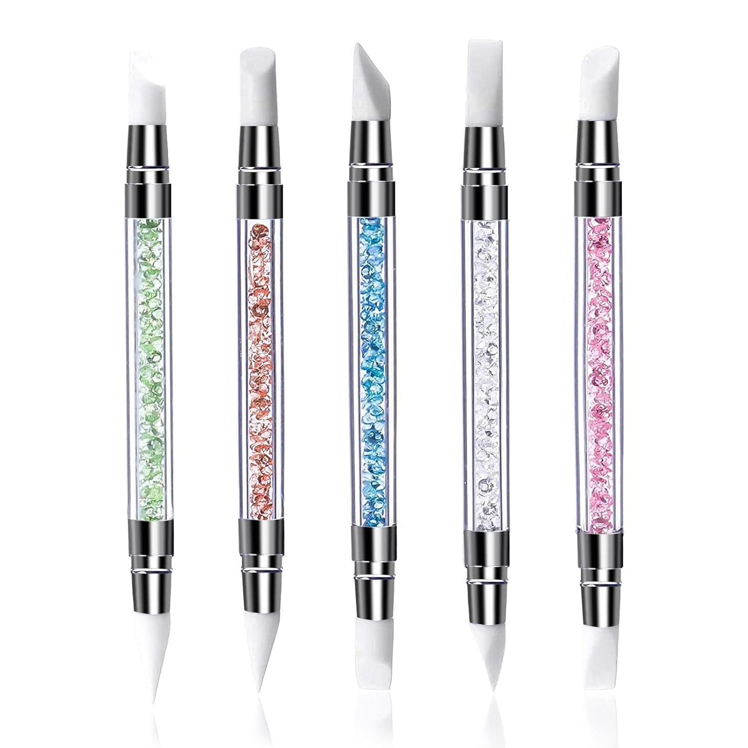 Qufiiry 5 pièces pinces à ongles en silicone, pinces à ongles en gel, ensemble de pinces à modeler en silicone, double coup de pinceau bricolage atelier de manucure