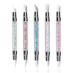 Qufiiry 5 pièces pinces à ongles en silicone, pinces à ongles en gel, ensemble de pinces à modeler en silicone, double coup de pinceau bricolage atelier de manucure