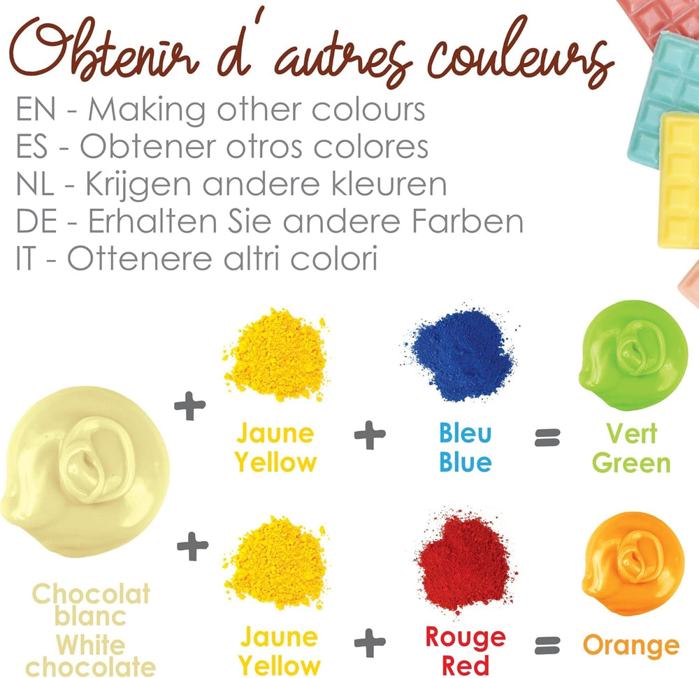 Peinture en poudre soluble dans l'huile de cuisson 4012, rouge, bleu et jaune, poids 15 g, 3 pièces colorées
