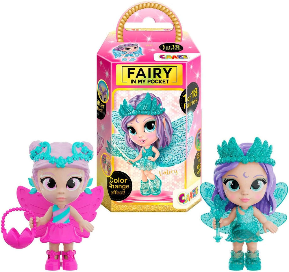 CRAZE Fée dans ma poche | Poupée féerique avec ailes, jouet féerique à collectionner avec effets spéciaux tels que paillettes, lueur dans le noir et changement de couleur Naty Shop Dolls Fée dans ma poche Lot de 2