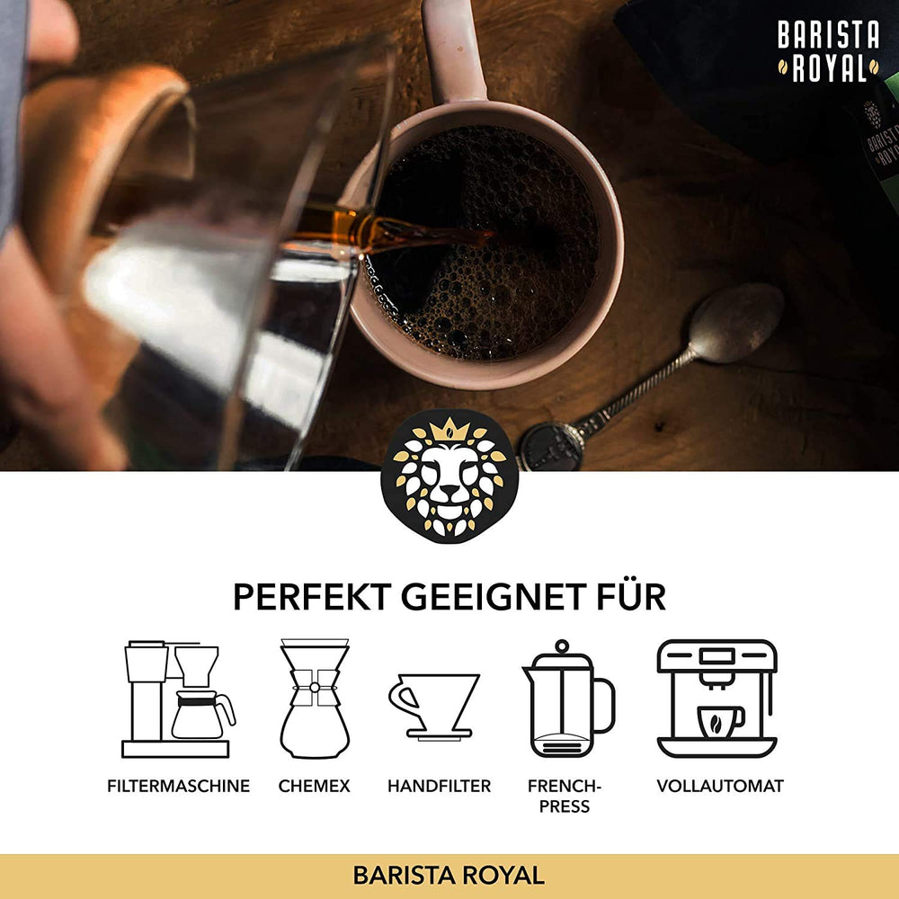 Coffret de dégustation de café en grains entiers 5 x 350 g | Forfait découverte Grains de café dans un coffret cadeau | Arabe | Commerce équitable | Végétalien | Idéal pour les machines à expresso automatiques, les machines à expresso à filtre, les machines à expresso à verseur et les presses françaises | BARISTA ROYAL