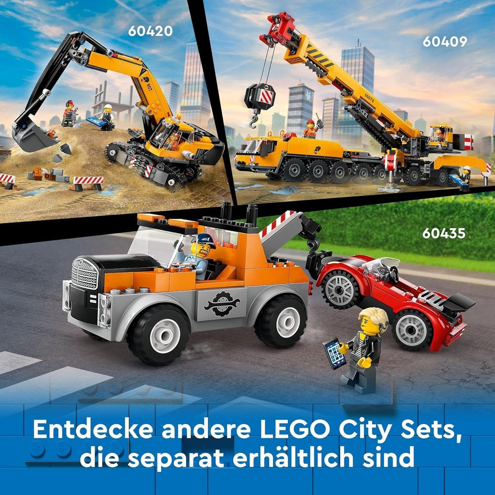 Grue de construction mobile LEGO City, jouet de construction pour garçons et filles, cadeau créatif pour enfants, bras long extensible, 4 figurines d'ouvriers de la construction pour jeu de rôle 60409 Besuche den LEGO-Store