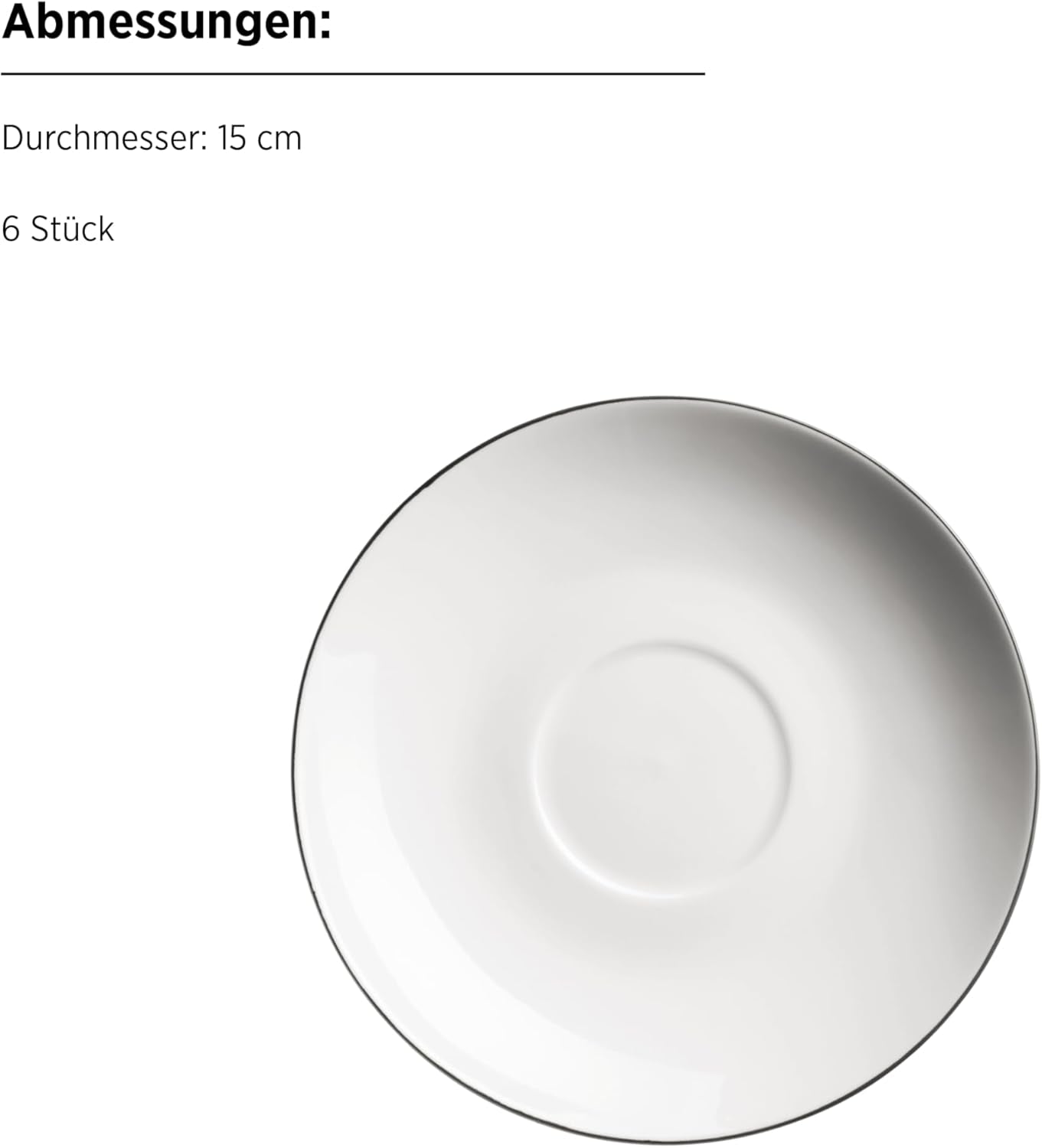 MÄSER Série Felise, service à café élégant pour 6 personnes, intemporel, bord noir, porcelaine, blanc