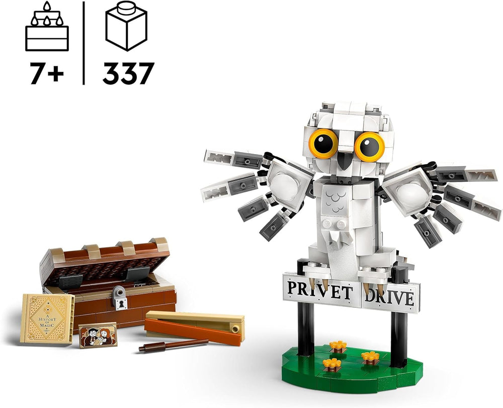 LEGO Harry Potter Hedwige à Privet Drive 4 Ensemble de hibou pour enfants, figurine d'animal à construire avec valise de Poudlard, petit cadeau pour les garçons, les filles et tous les fans à partir de 7 ans 76425 Jeux de construction Besuche den LEGO-Store