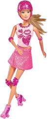 Simba 105733268 - Steffi Love Glitter Skates, Spielpuppe in glitzerndem Rollerskateoutfit, Schoner und Helm, 2in1 Rollschuhe Werden zu High Heels, 29cm, ab 3 Jahre