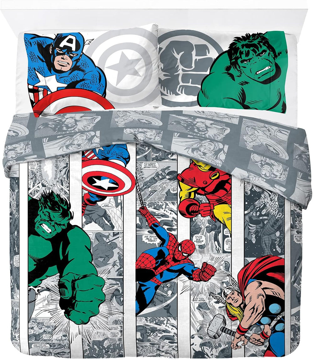 Parure de lit enfant unisexe, princesses et super-héros, 100% coton Parure de lit enfant Naty Shop Multicolore - Avengers 200X200/50X70 (3 Pièces)