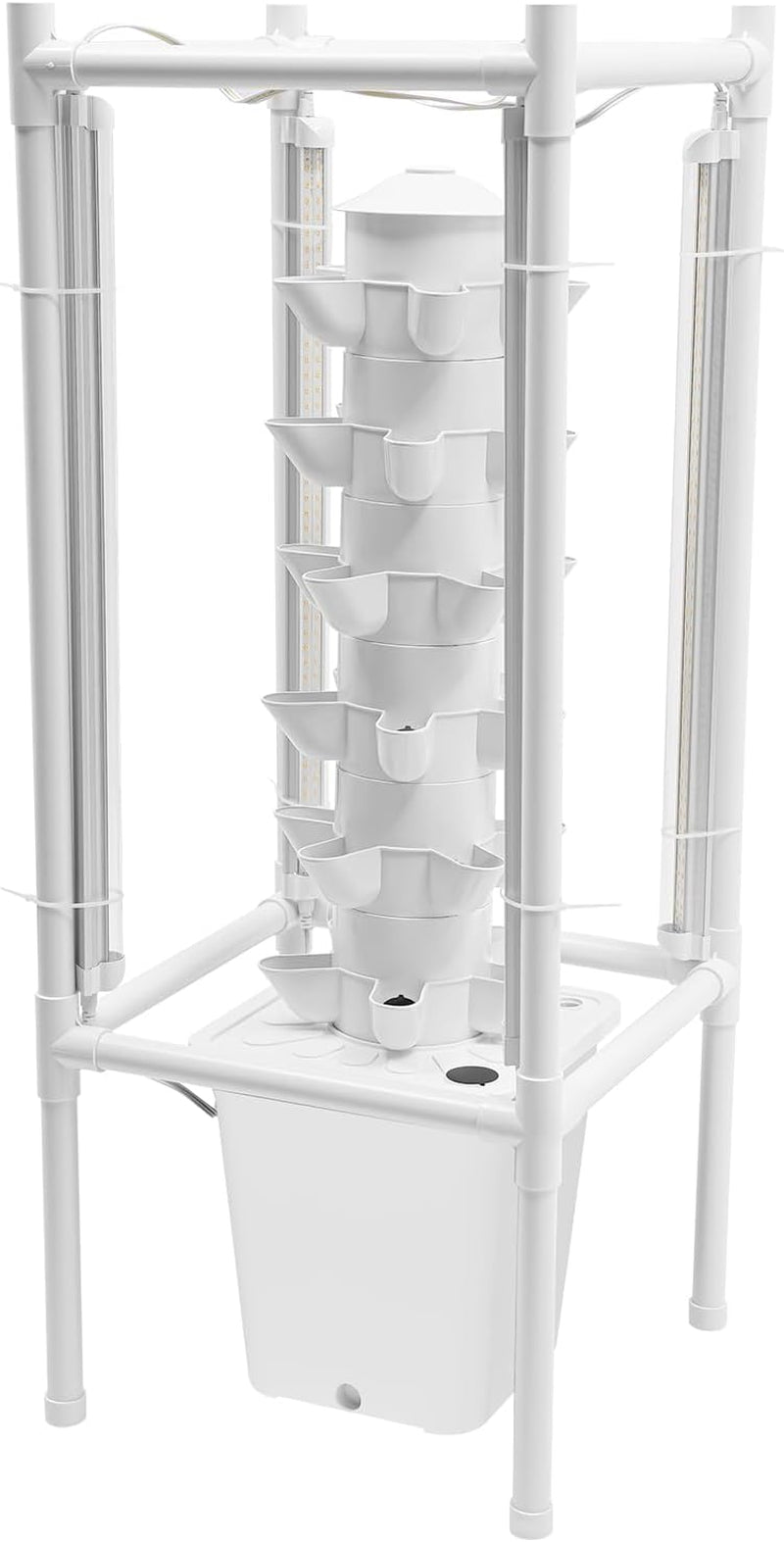 Kit de culture de tour hydroponique, 30 trous, 6 niveaux, tour de plantation sans sol, système hydroponique, tour aéroponique, jardin vertical, tour de fraises, système de culture hydroponique pour herbes, fruits et légumes (gris)