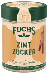 Fuchs Gewürze - Zimt Zucker - Klassisches Gewürz für Milchreis, Pfannkuchen oder Wafeln - aus natürliche Ingredient - 100 g in wiederverwendbarer, recyclebarer Dose