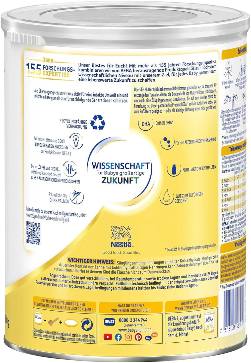 BÉBÉ 1 lait initial dès la naissance, uniquement lactose, sans huile de palme, paquet 3 (3 x 800 g) Mère et Enfant Naty Shop