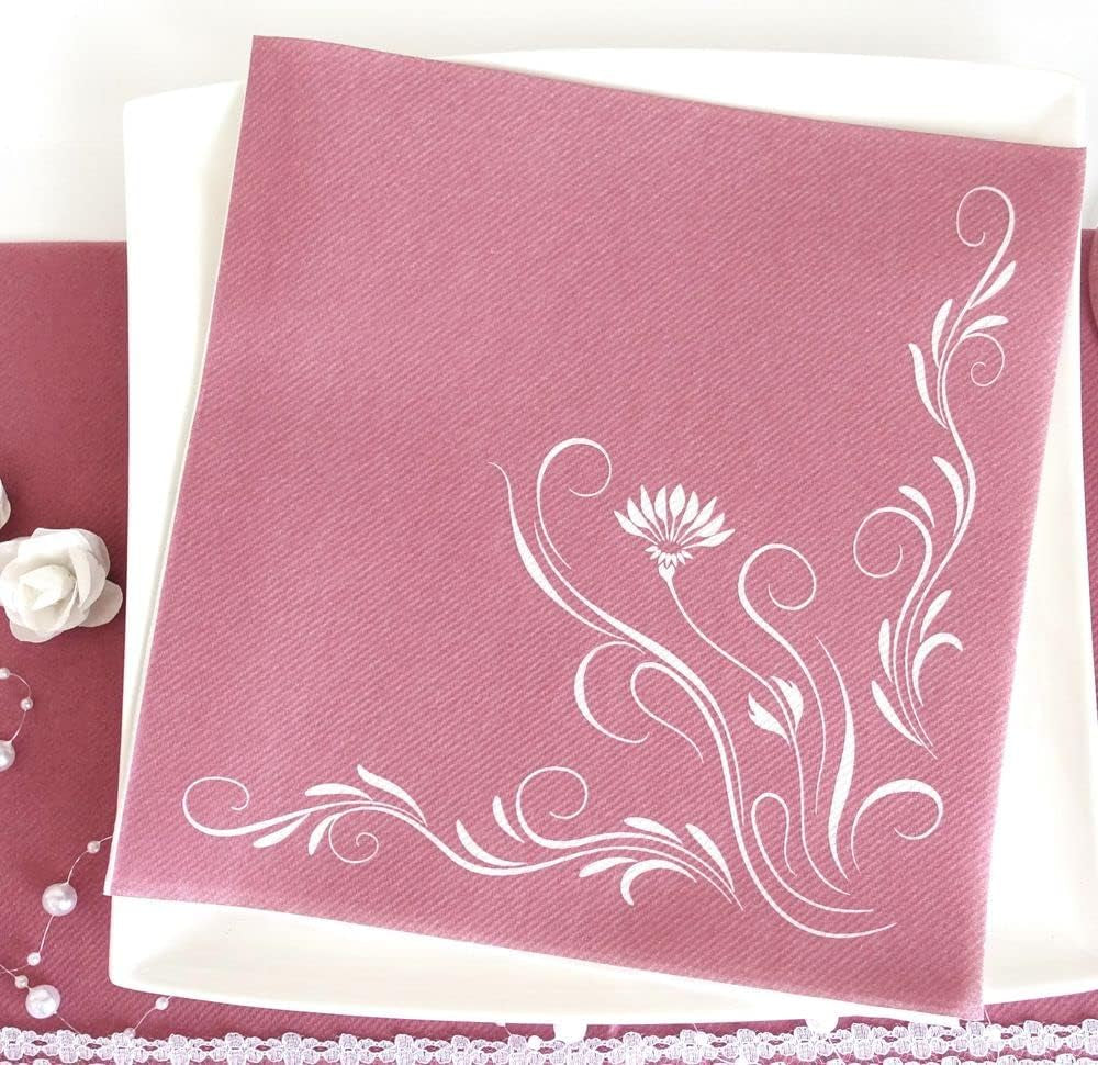 Appartina Elegantia 40 x 40 cm Serviettes Airlaid en tissu, Serviette de mariage de haute qualité, Serviettes de mariage en tissu Serviettes jetables pour diverses occasions (Rose vieux)