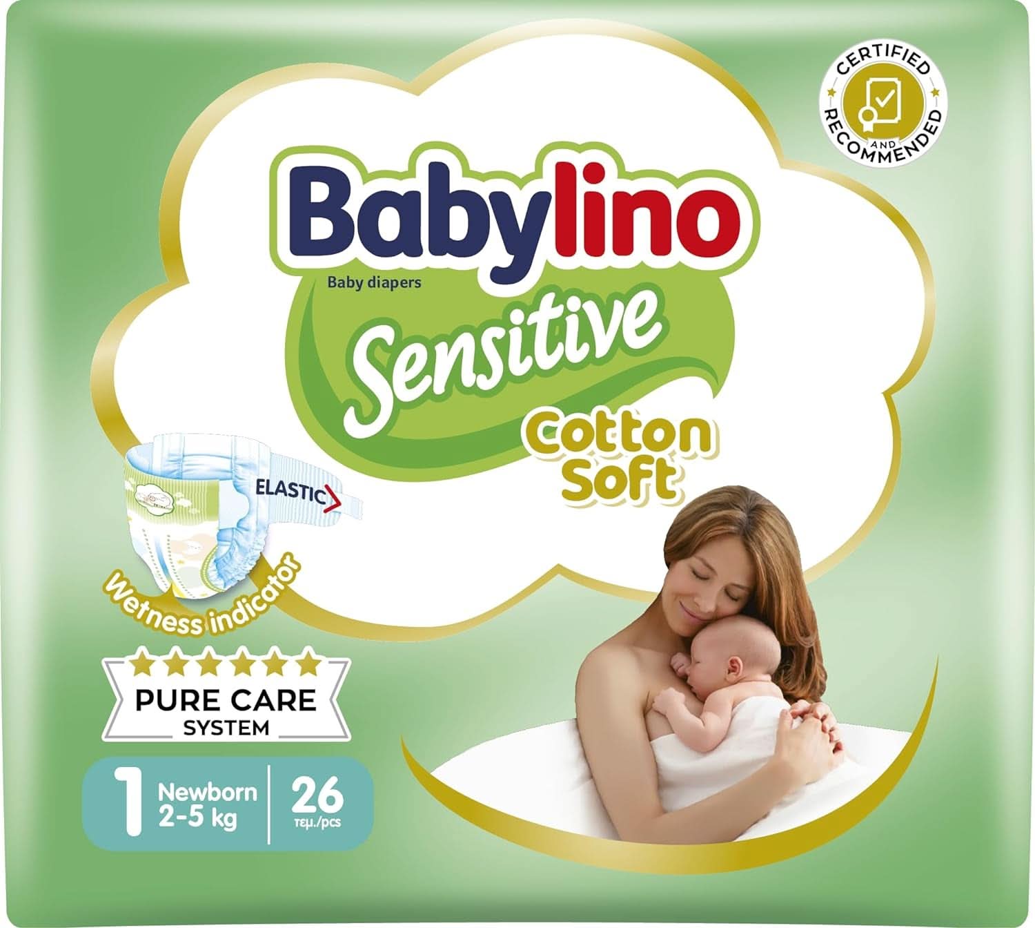 Babylino Couches sensibles et délicates pour enfants, différentes tailles Mère et Enfant Naty Shop Taille 1 (26 pièces)