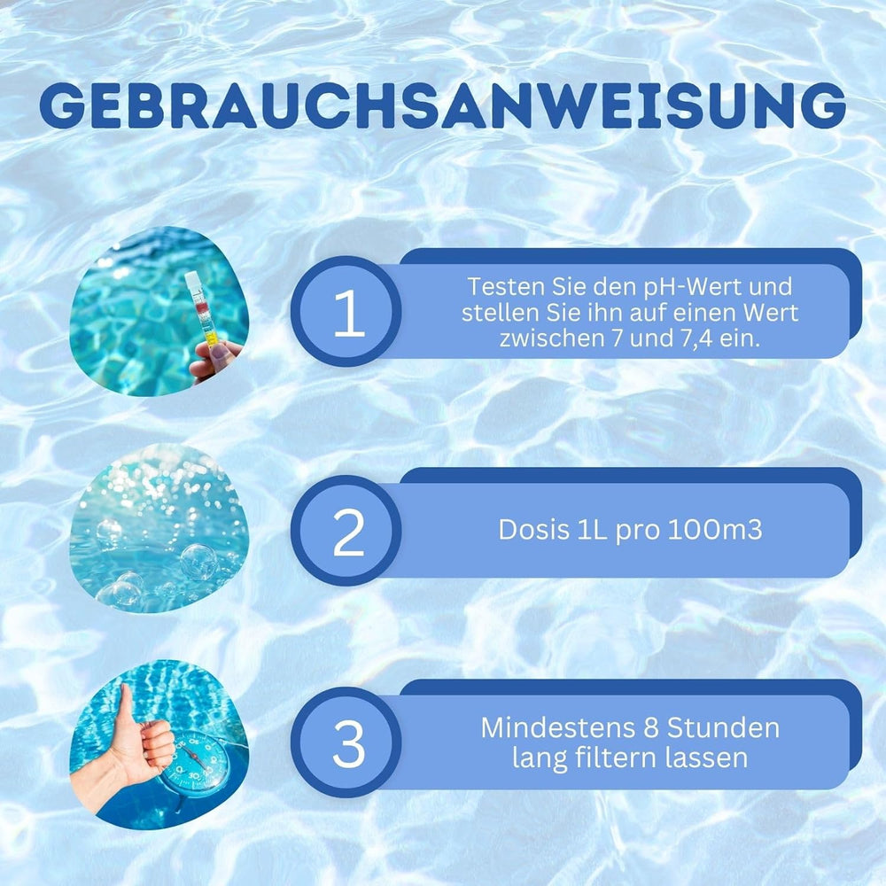 Floculant piscine 5L | Floculant de piscine pour une eau cristalline | Très concentré et économique | Convient à tous les systèmes de filtration | Aucun additif nocif