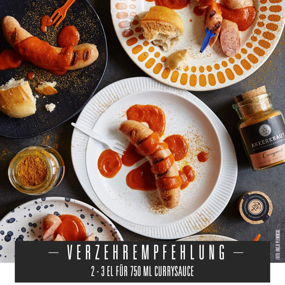 Ankerkraut Currywurst, 90g dans un verre en liège, Gewürzmischung zum Anmischen selbstgemachter Currywurst-Sauce ou comme Topping