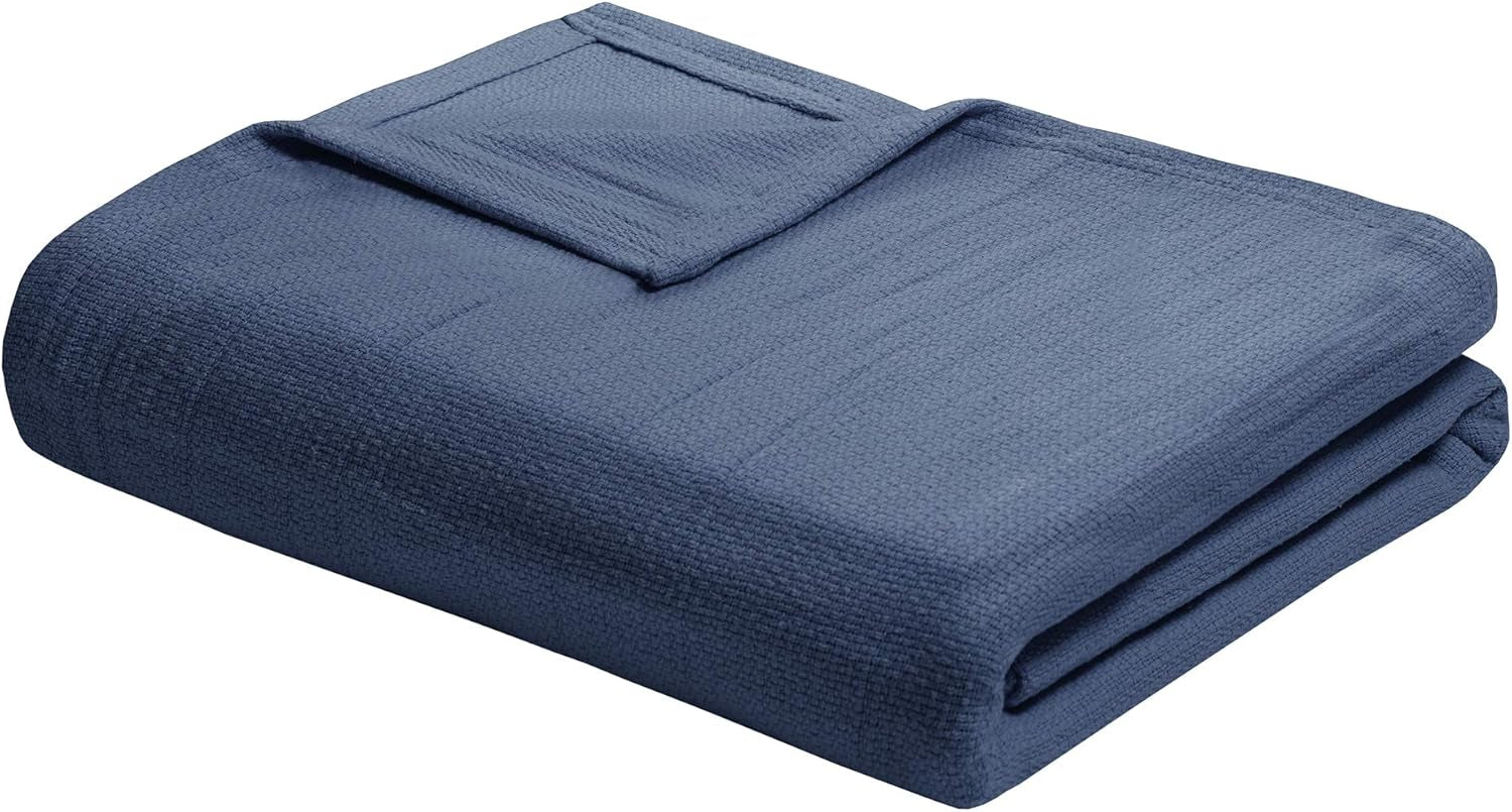 Madison Park Freshspun Wicker Couverture en coton pour lits jumeaux Gris et couvertures Madison Park Navy Twin