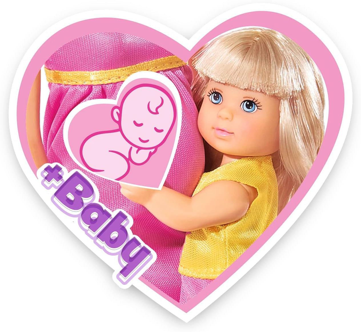 Simba 105733673 - Steffi Love Happy Family, poupée enceinte, Kevin, Evi et bébé avec poussette, 11 pièces, accessoires, 30 cm, à partir de 3 ans