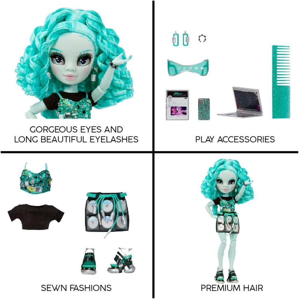 Rainbow High Shadow High Series 3 - Berrie Skies - Poupée mannequin verte - Tenue tendance et plus de 10 accessoires de jeu colorés - Idéal pour les 4-12 ans et les collectionneurs