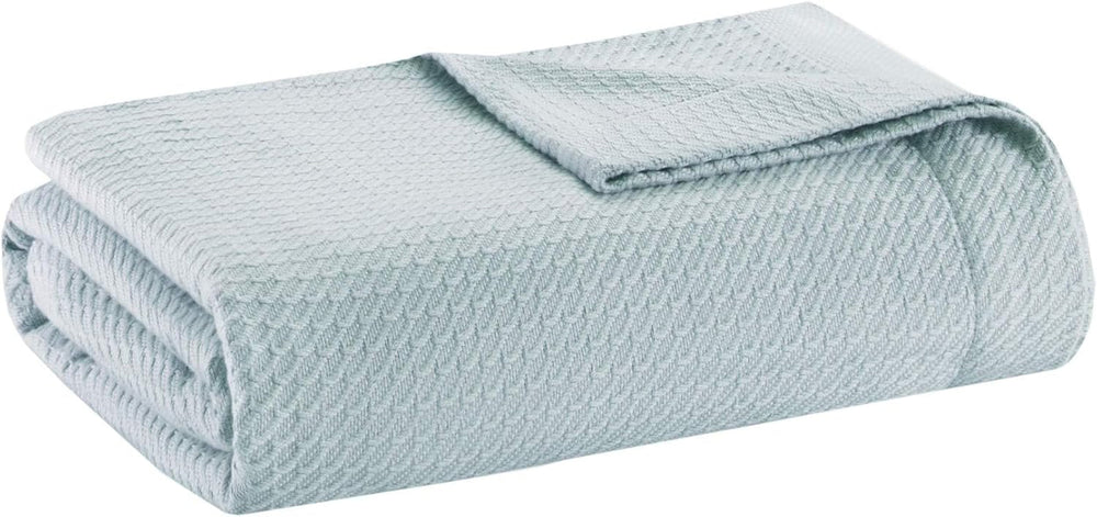 Madison Park 100% bumbac egiptean, respirabil, pătură confortabilă, tricotat premium, sezon de lux, acoperire ușoară pentru pat, canapea și canapea, pat Full/Queensize, Rose Plapumi si pilote Naty Shop Lumină, albastru Full/Queen
