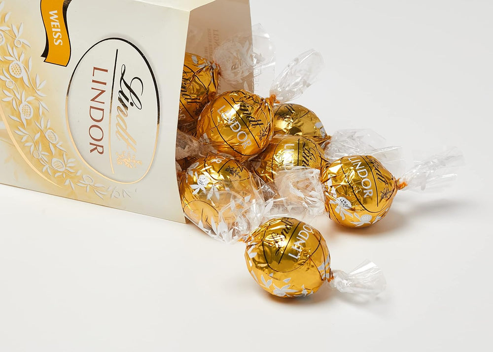Boules de chocolat blanc Lindt LINDOR | Sachet de 137g | Env. 10 boules de chocolat blanc fourrées fondantes | Coffret cadeau chocolat | Coffret Cadeau Chocolat (Pack de 2)