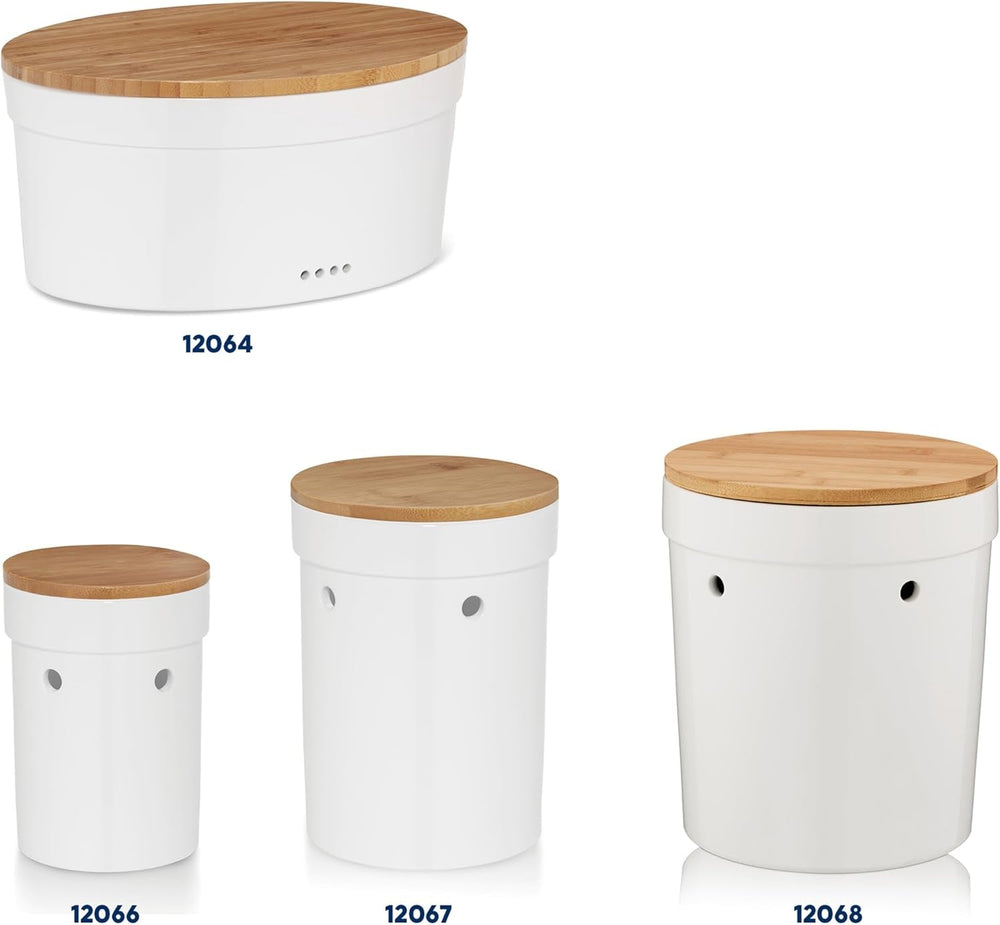 Boîte à pain Kela avec trous d'aération, boîte à pain en céramique, SALENA, bol à pain, blanc, 36,5 x 23,5 x 14 cm Boîtes de conservation alimentaire Naty Shop