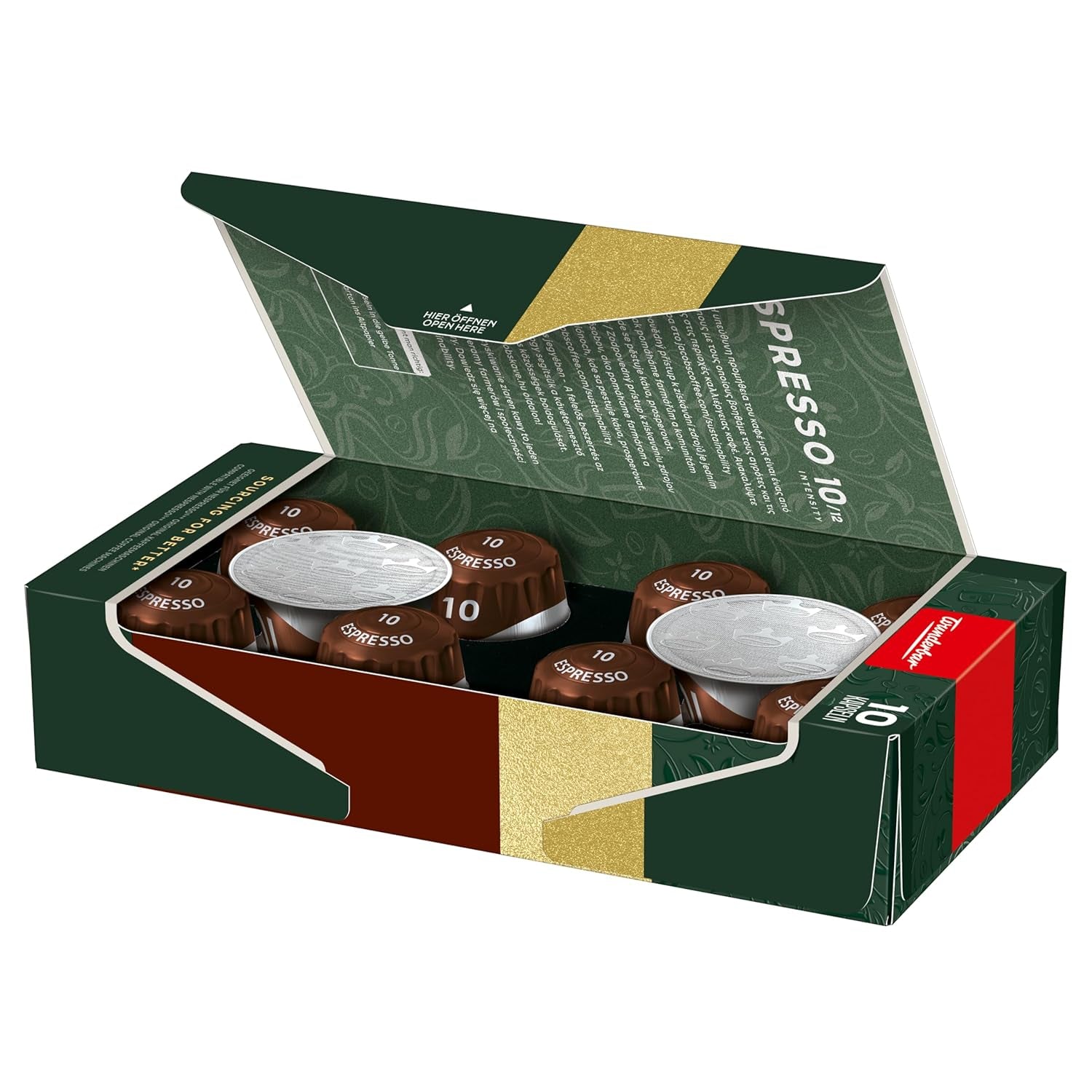 Jacobs Kaffeekapseln Espresso Intenso, Intensität 10/12, 10 x 10 Getränke, Nespresso* compatible Kaffee Kapseln, 100 Kapseln