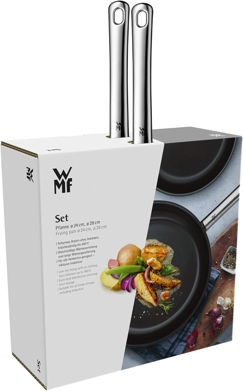 WMF Devil Set de poêles 2 pièces, poêle à induction 24, 28 cm, acier inoxydable Cromargan, revêtement céramique, allant au four Casseroles et poêles Naty Shop