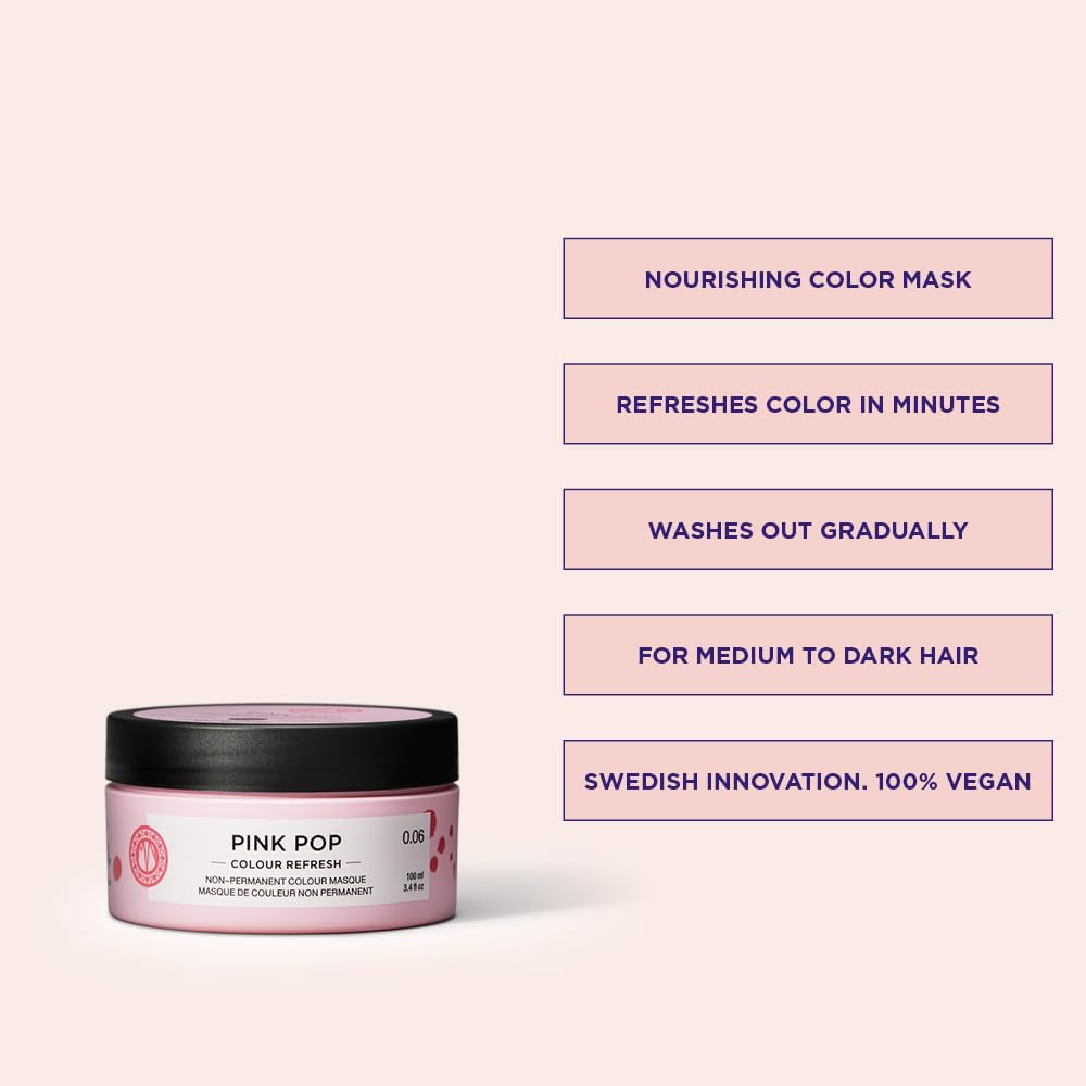 Maria Nila Color Refresh 300 ml - Une bombe colorée nourrissante contenant des pigments colorants temporaires qui rafraîchissent rapidement la couleur des cheveux. 100% végétalien. Sans sulfates et sans parabènes. Teinture capillaire Naty Shop