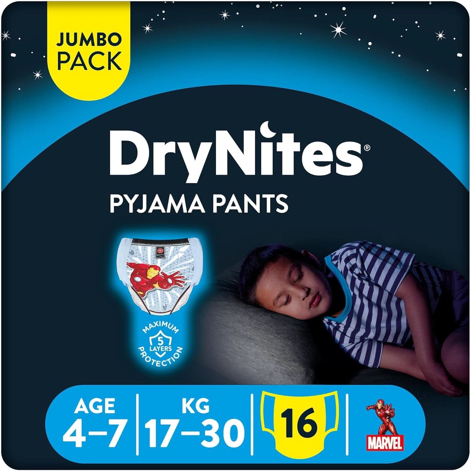 Couches de nuit HUGGIES Drynites, pour garçons 4-7 ans (17-30 kg), 30 pièces Naty Shop