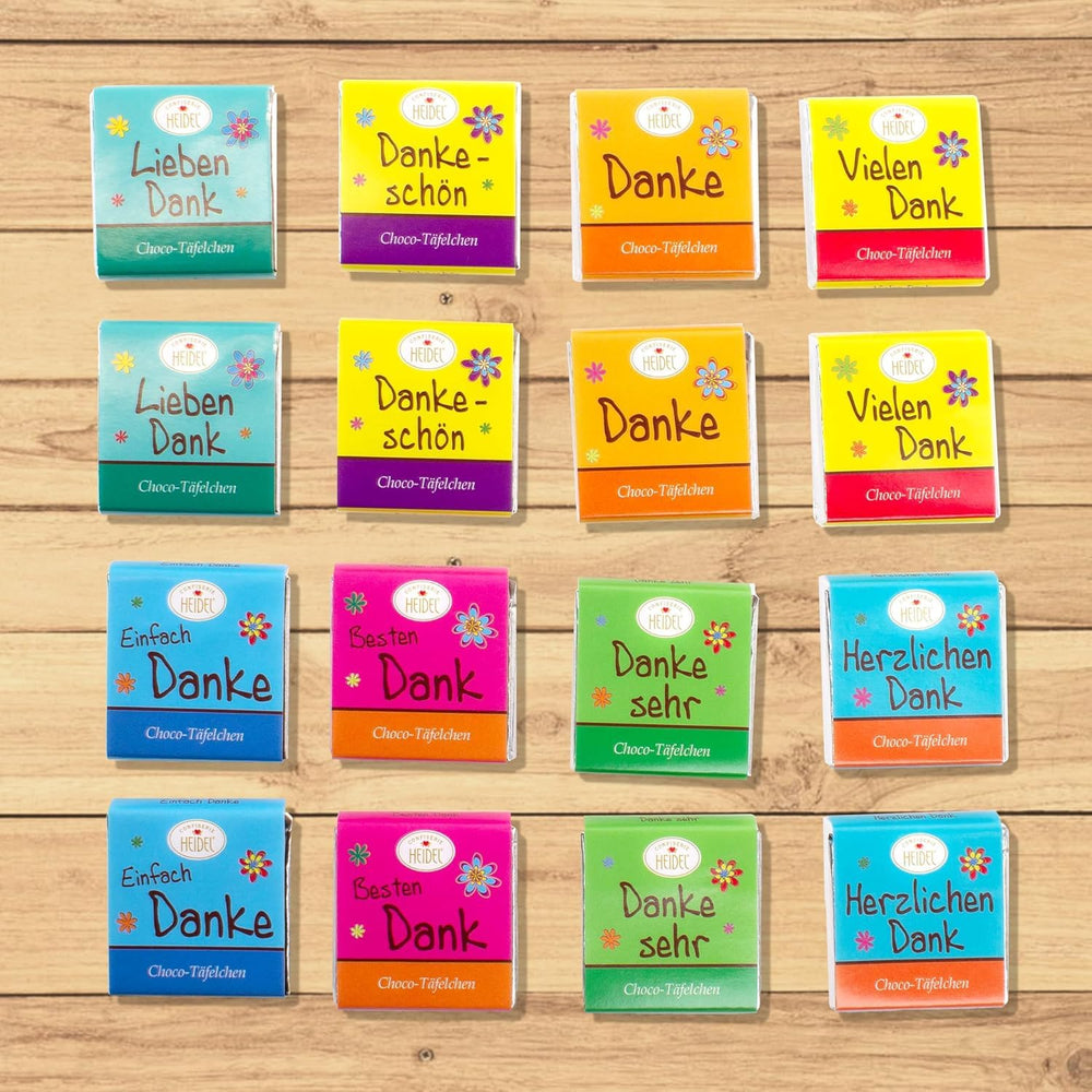 Tablettes de chocolat au lait Heidel Thank You 3x80g, 16 mini-barres de 5g par paquet, Diverses expressions de gratitude, Idée cadeau exquise