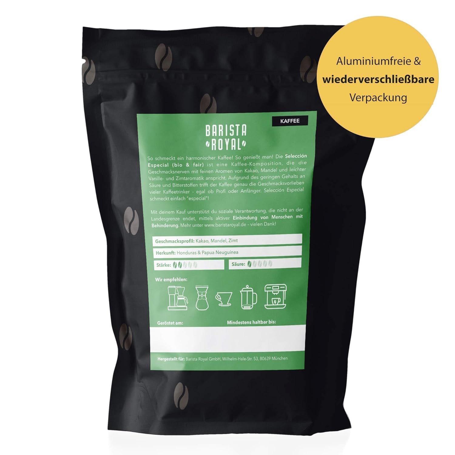 BARISTA ROYAL Bio Kaffeebohnen 1kg "Sélection Spéciale" | Frische Kaffeebohnen direkt gehandelt | 70 % Arabica, 30 % Robusta Café Ganze Bohnen | Idéal pour les machines entièrement automatiques et à filtre