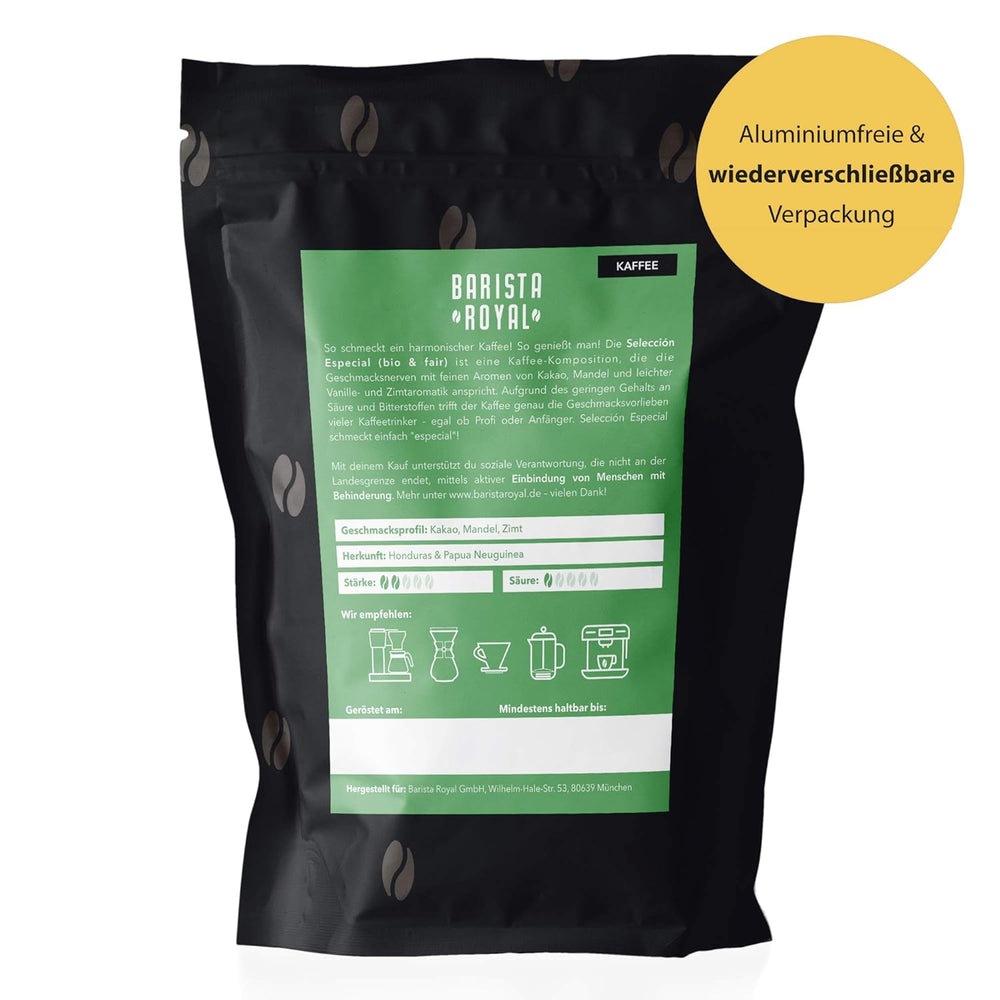 BARISTA ROYAL Bio Kaffeebohnen 1kg "Sélection Spéciale" | Frische Kaffeebohnen direkt gehandelt | 70 % Arabica, 30 % Robusta Café Ganze Bohnen | Idéal pour les machines entièrement automatiques et à filtre