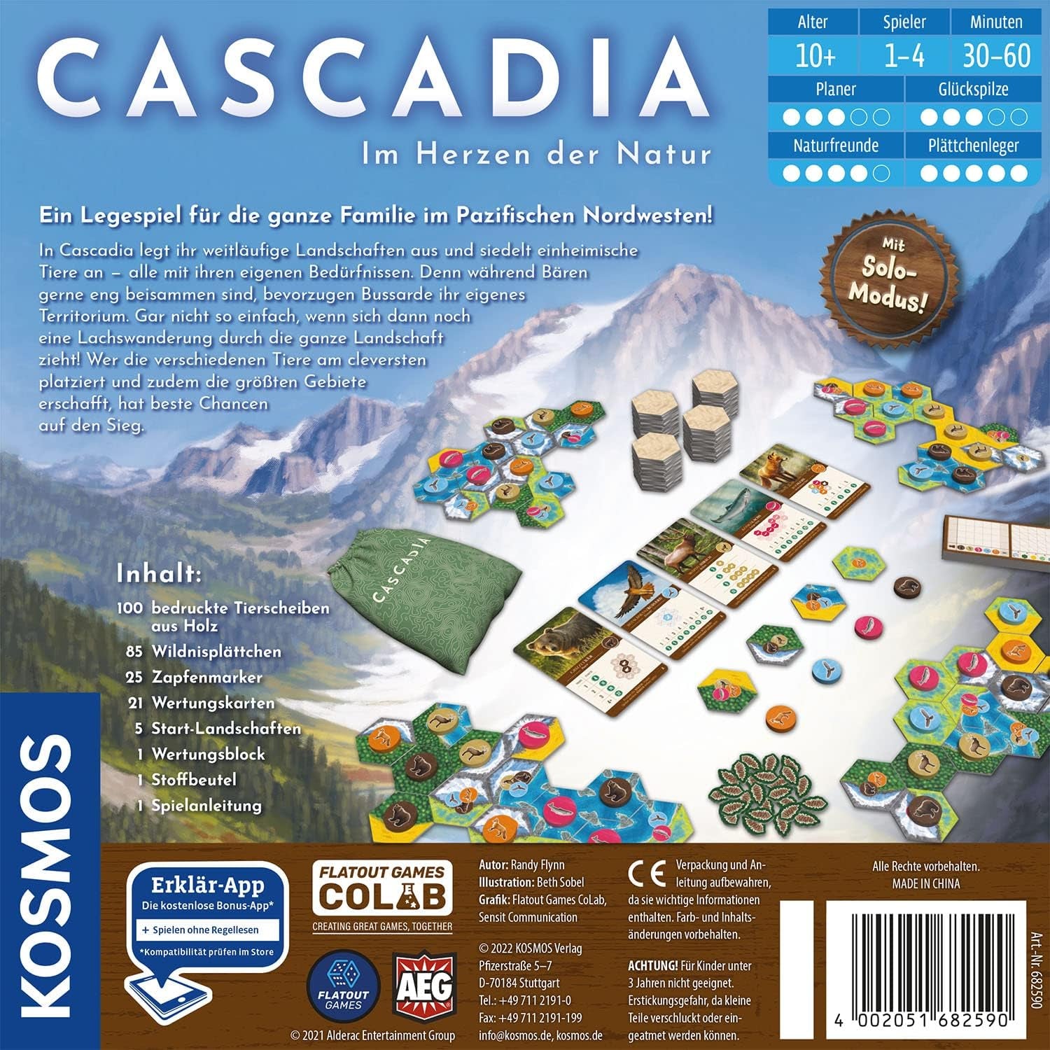 Kosmos 682590 Cascadia - Au cœur de la nature, jeu de l'année 2022, jeu de société avec éléments en bois, jeu familial pour 1 à 4 joueurs à partir de 10 ans, jeu de société