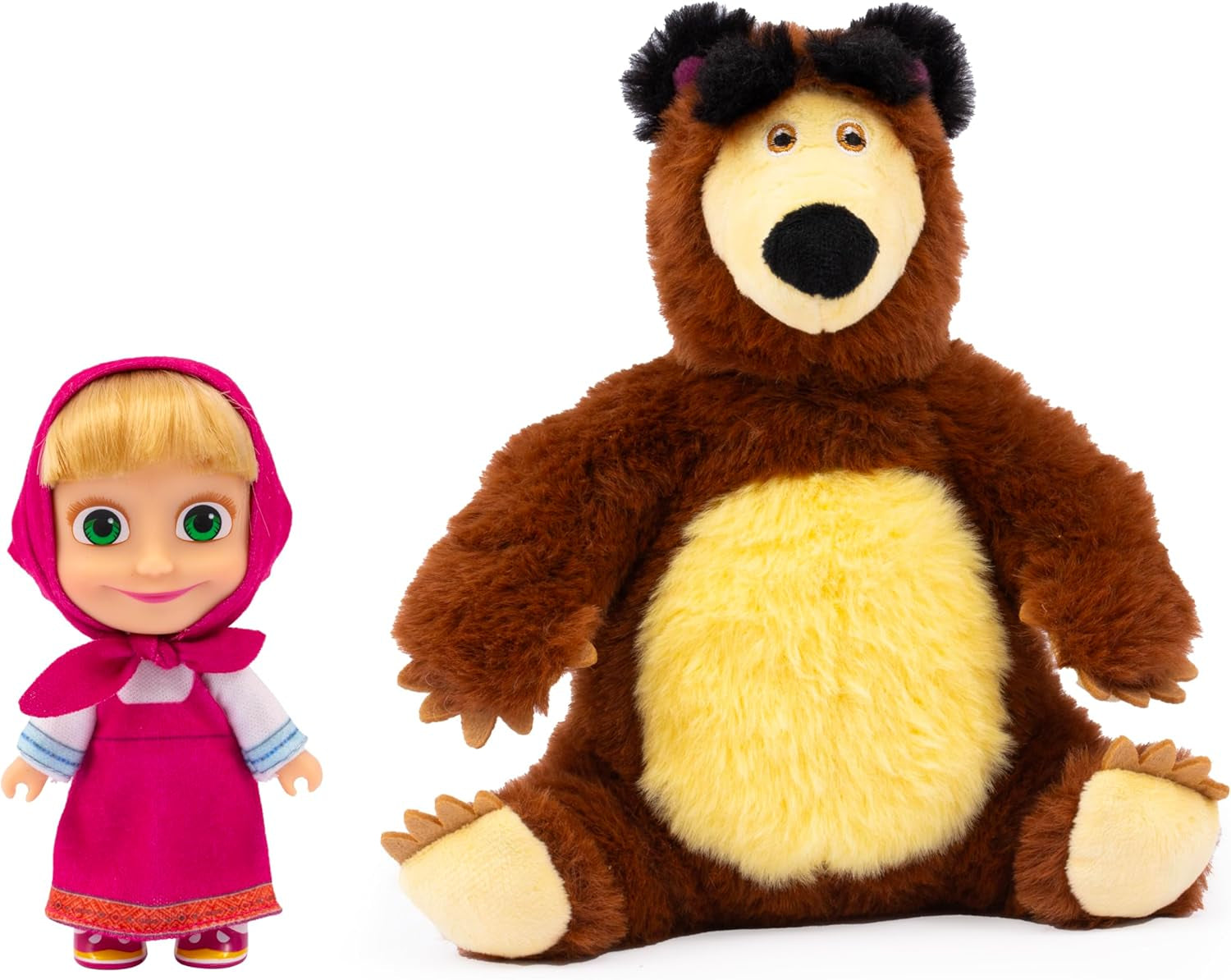 Masha et Michka Poupée Masha 12 cm et peluche Bärka 20 cm pour enfants de 3 ans et plus MHA21