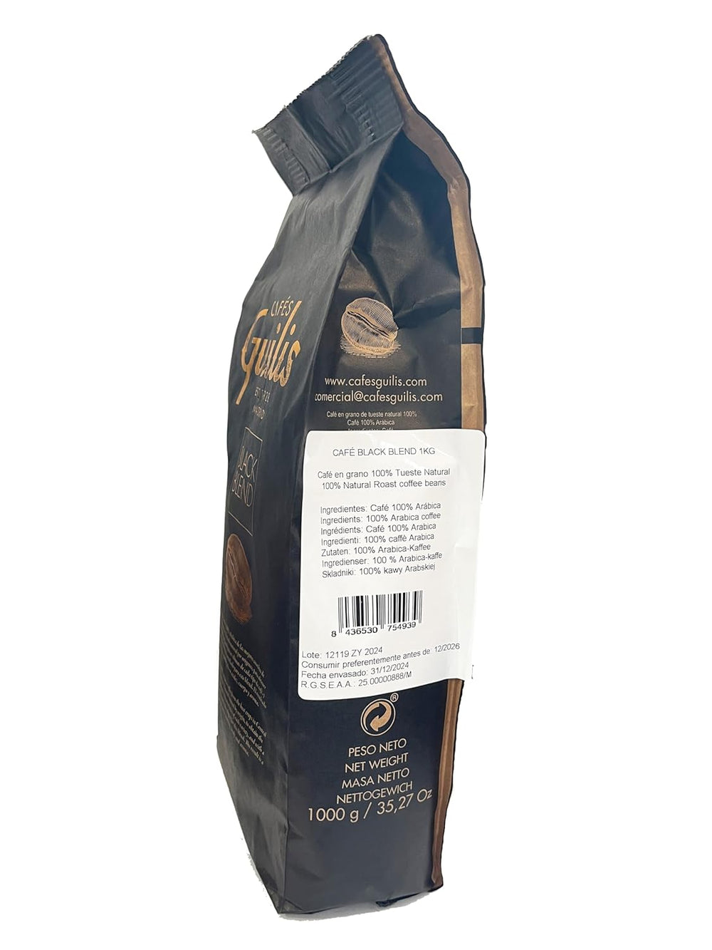 CAFES GUILIS DEPUIS 1928 AMANTES DEL CAFÉ Kaffeebohnen Arabica Mélange Noir 1kg